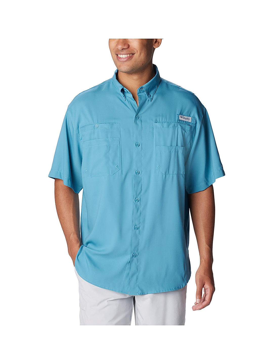 Columbia Mens Blue Omni-Wick Tamiami II Short Sleeve Shirt