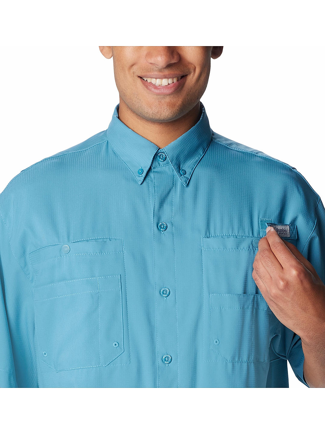 Columbia Mens Blue Omni-Wick Tamiami II Short Sleeve Shirt