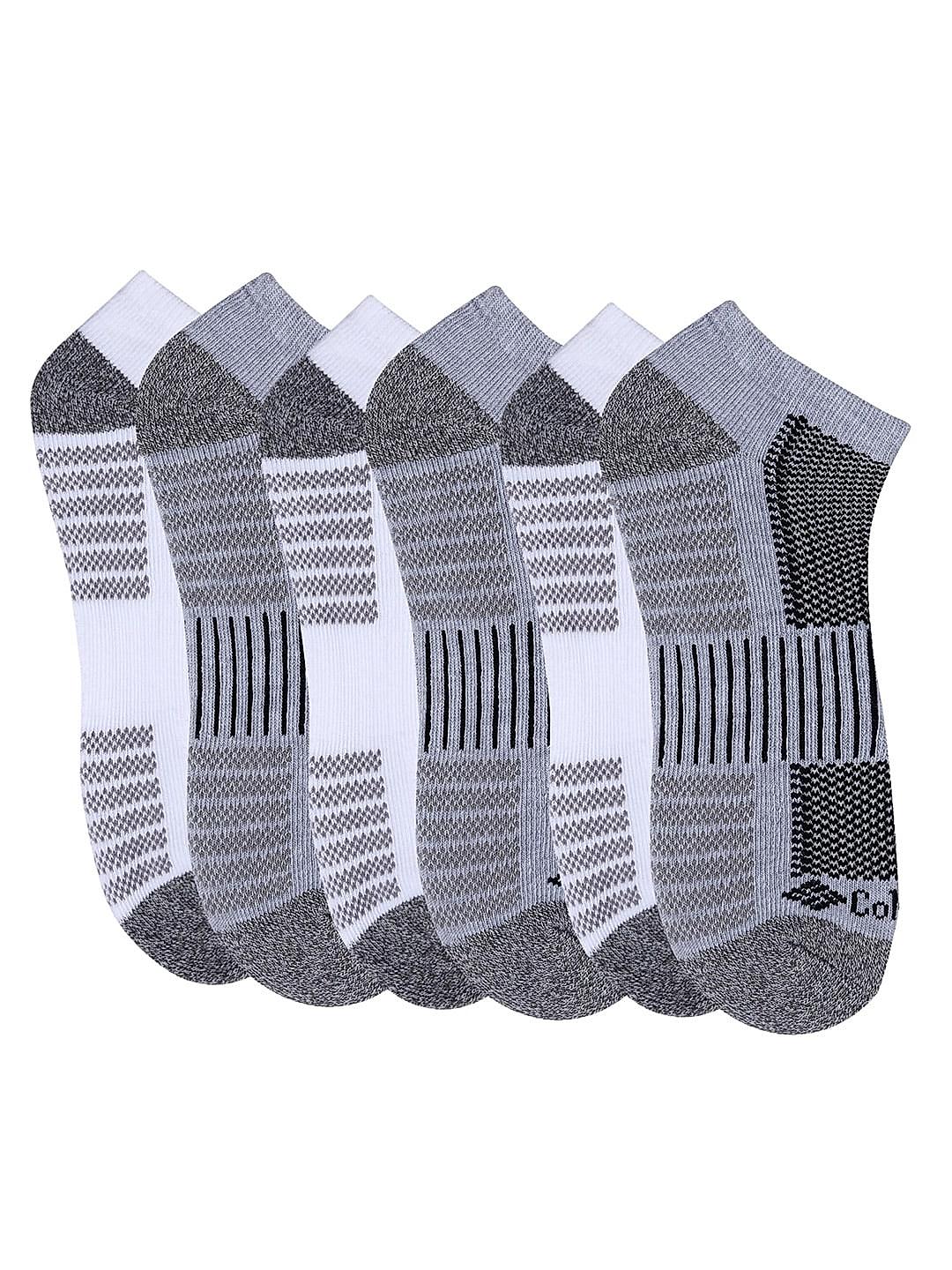 Columbia Men Grey Socks Mn Qtr/Piq Ftbed (Pair of 6) (Not Returnable)