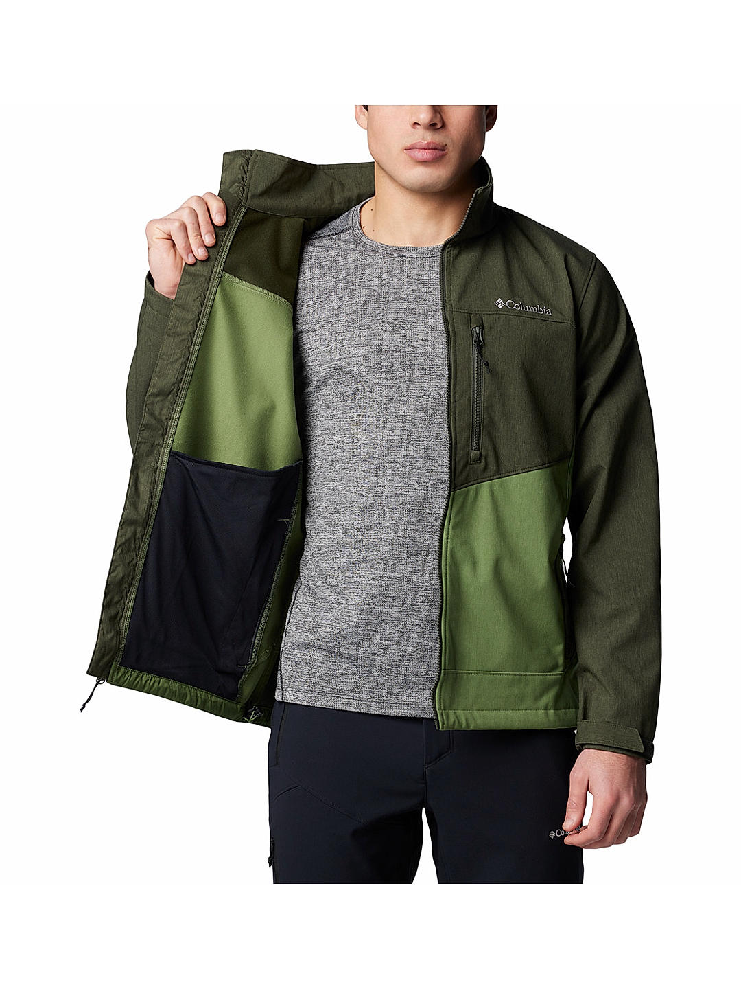 Columbia Mens Green Omnishield Cruiser Valley II Softshell Water and Wind Resistant Jacket