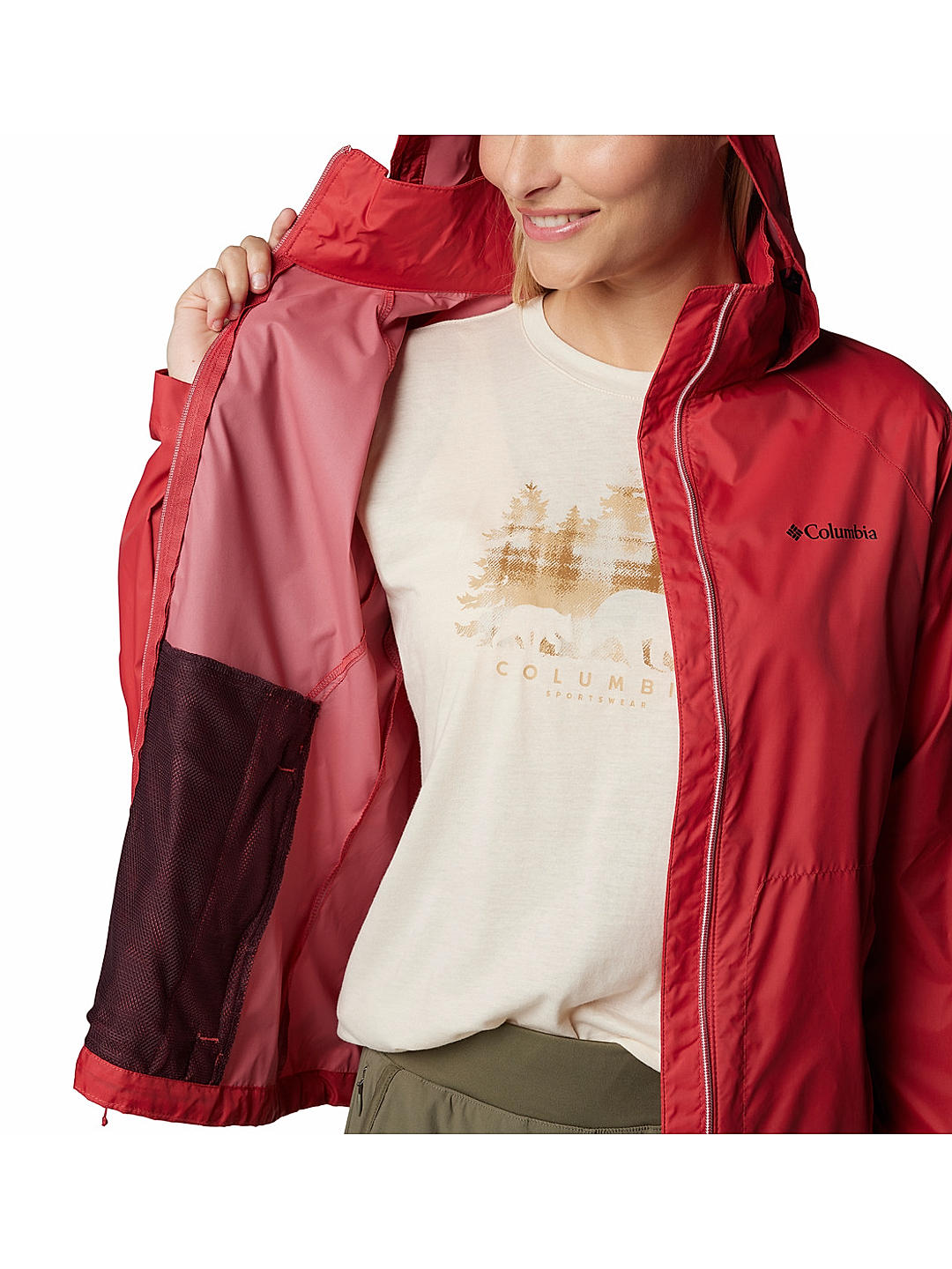 Columbia Womens Red Omni-Shield Switchback IV Water Repellent Jacket