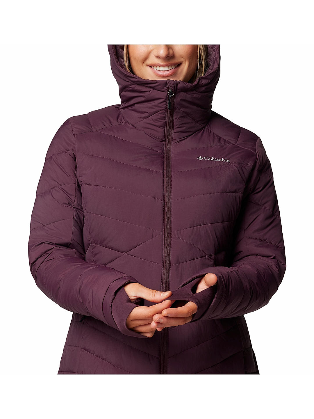 Columbia heavenly hooded jacket dark plum sale