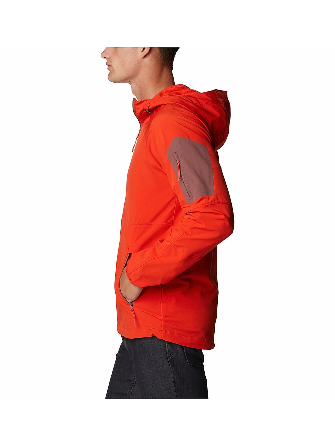 Columbia Mens Orange Omnishield Tall Heights Hooded Softshell Water and Wind Resistant Jacket