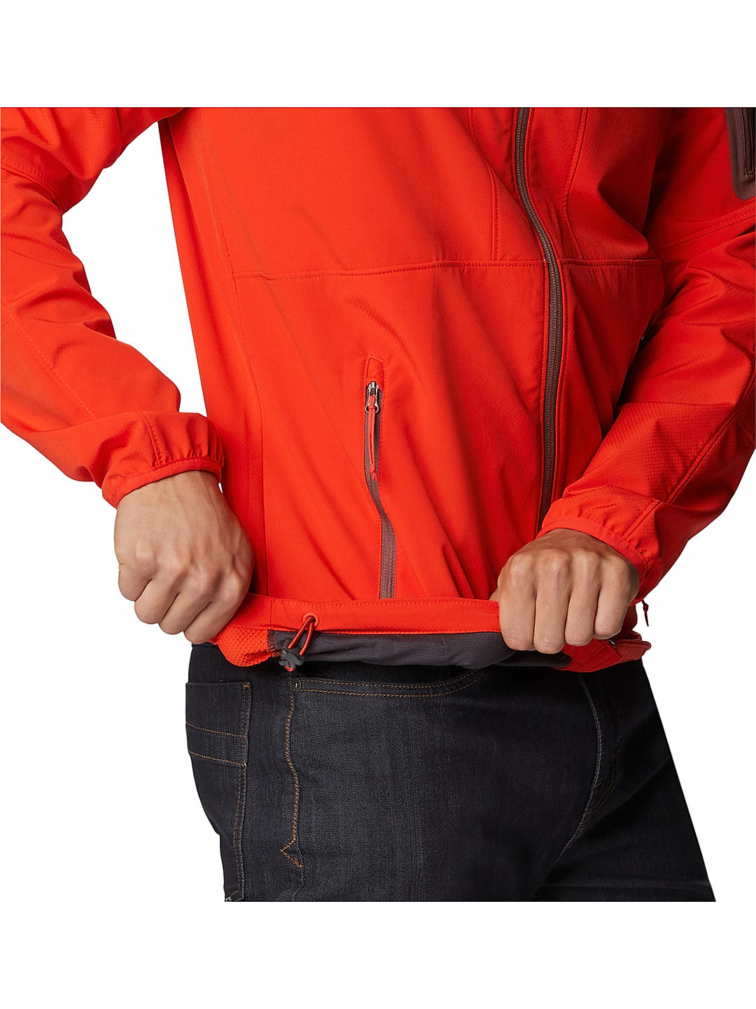 Columbia Mens Orange Omnishield Tall Heights Hooded Softshell Water and Wind Resistant Jacket