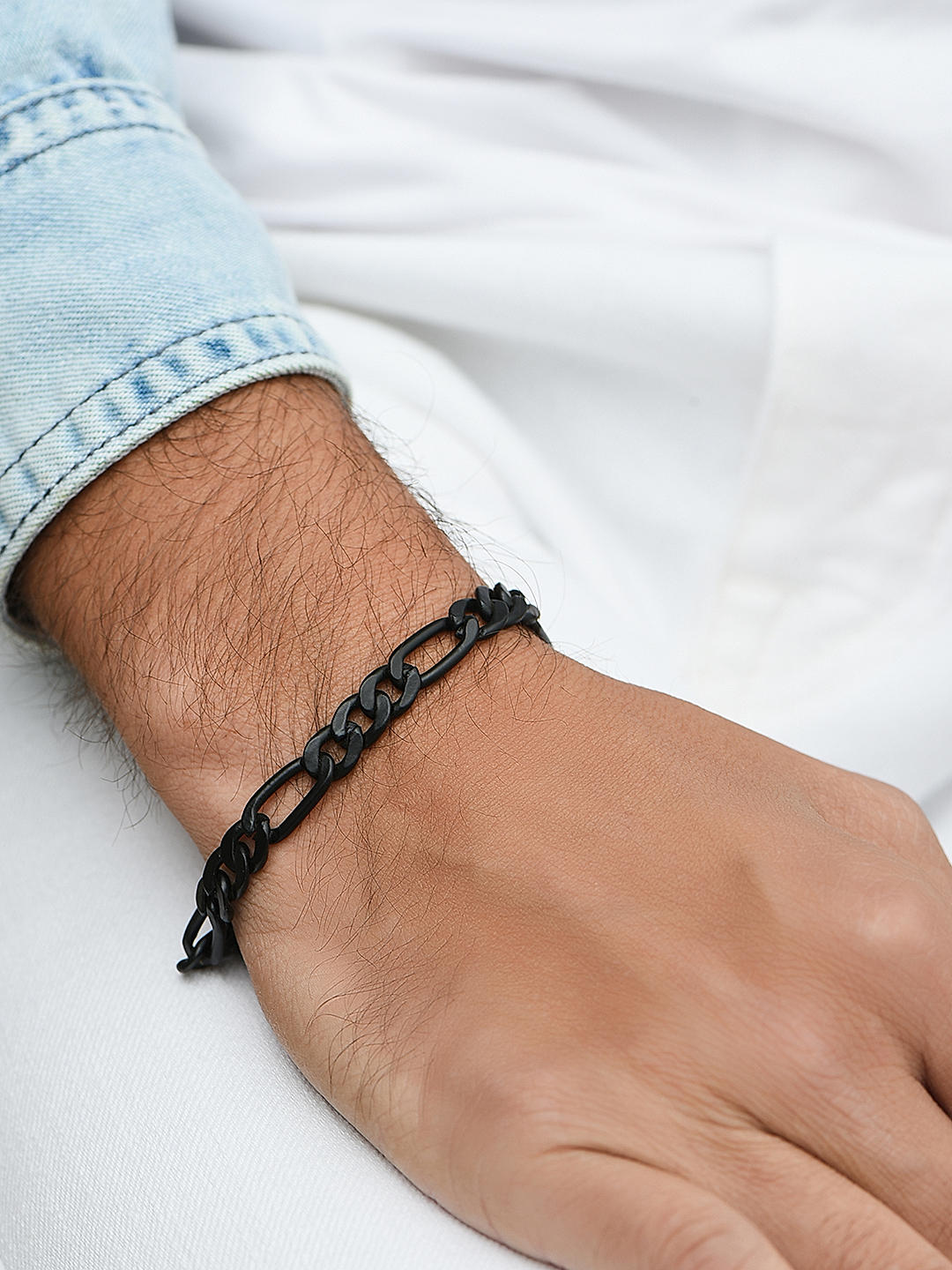 Shop by The Bro Code black Plated Cuban Link Chain Bracelet for Men