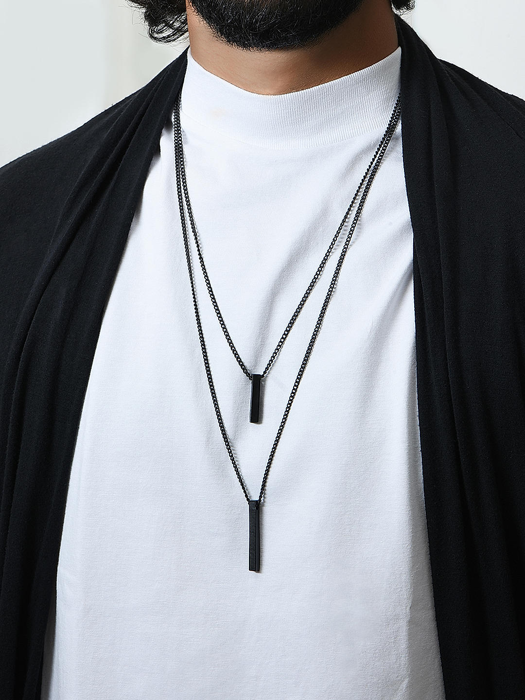 Black layered necklace outlet