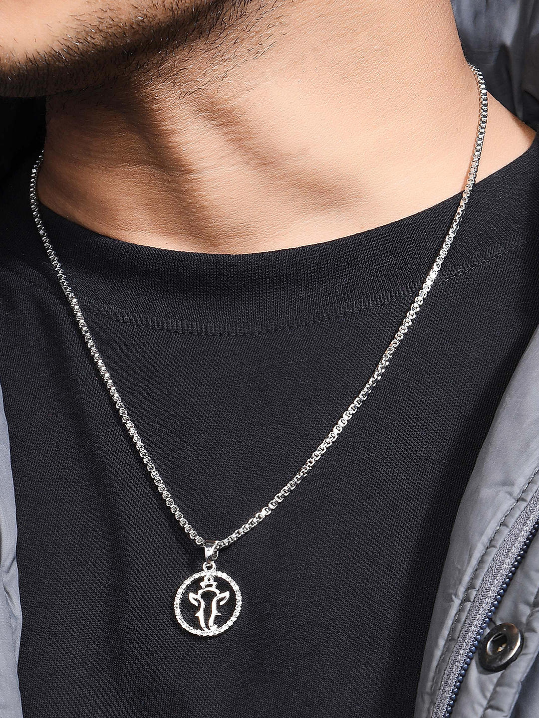Buy Silver Plated Charm Men Necklace Best Price