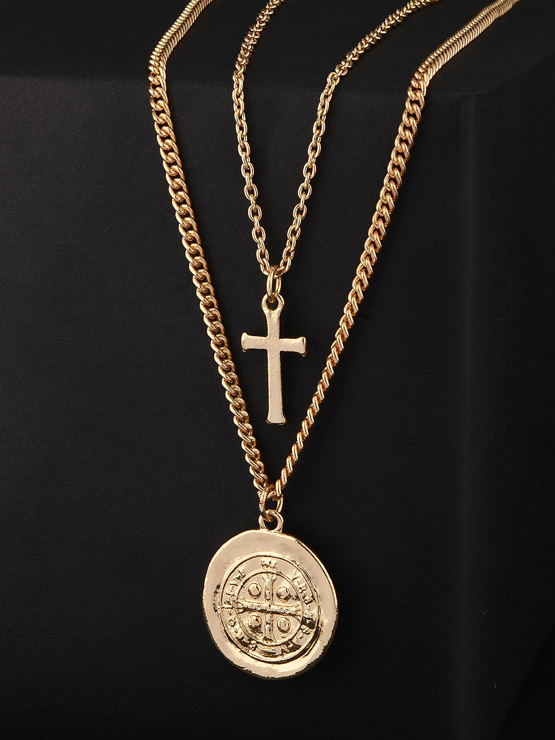 Buy Gold Plated Layered Charm Men Necklace Best Price