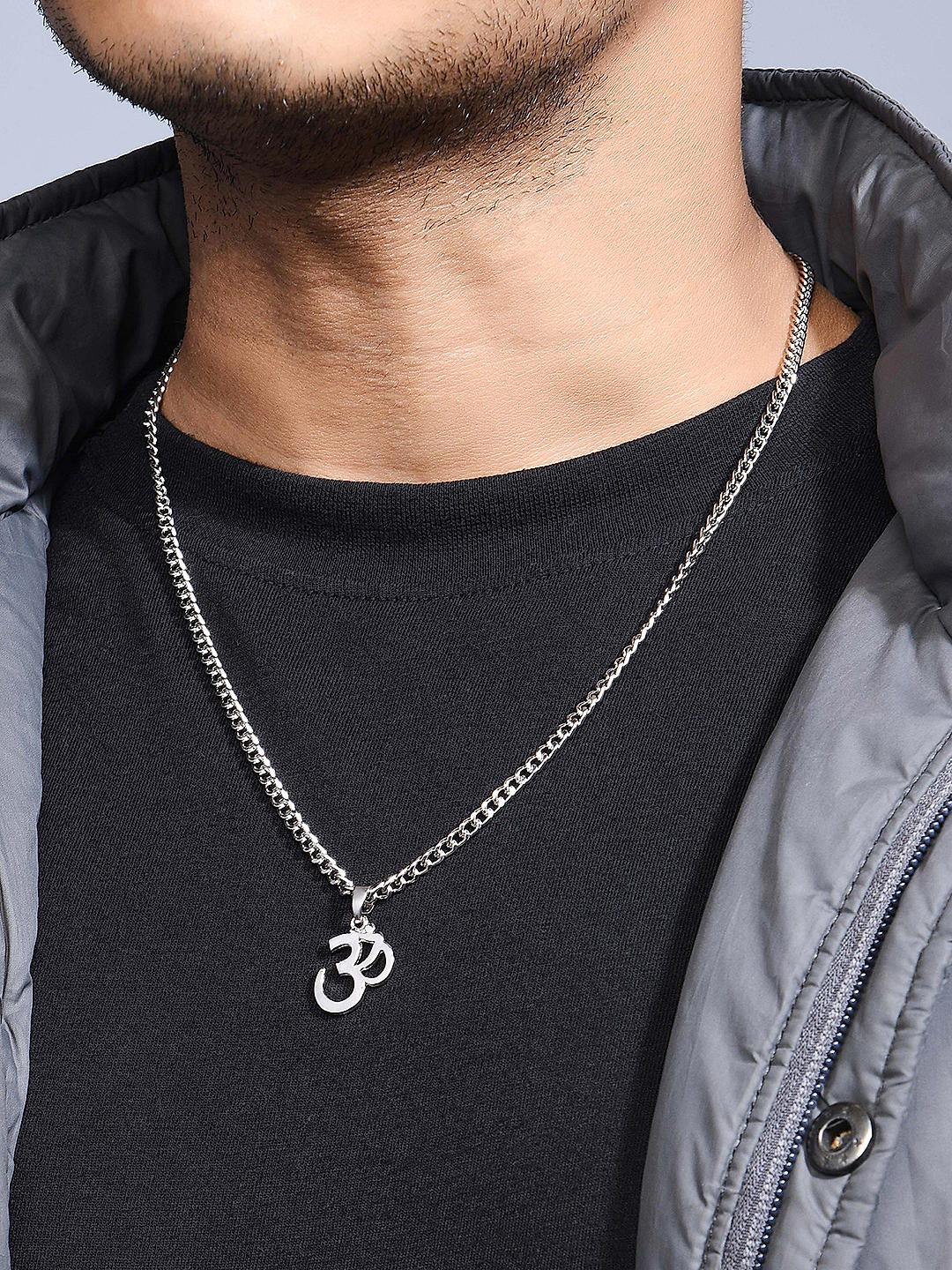 Silver om pendant online discount