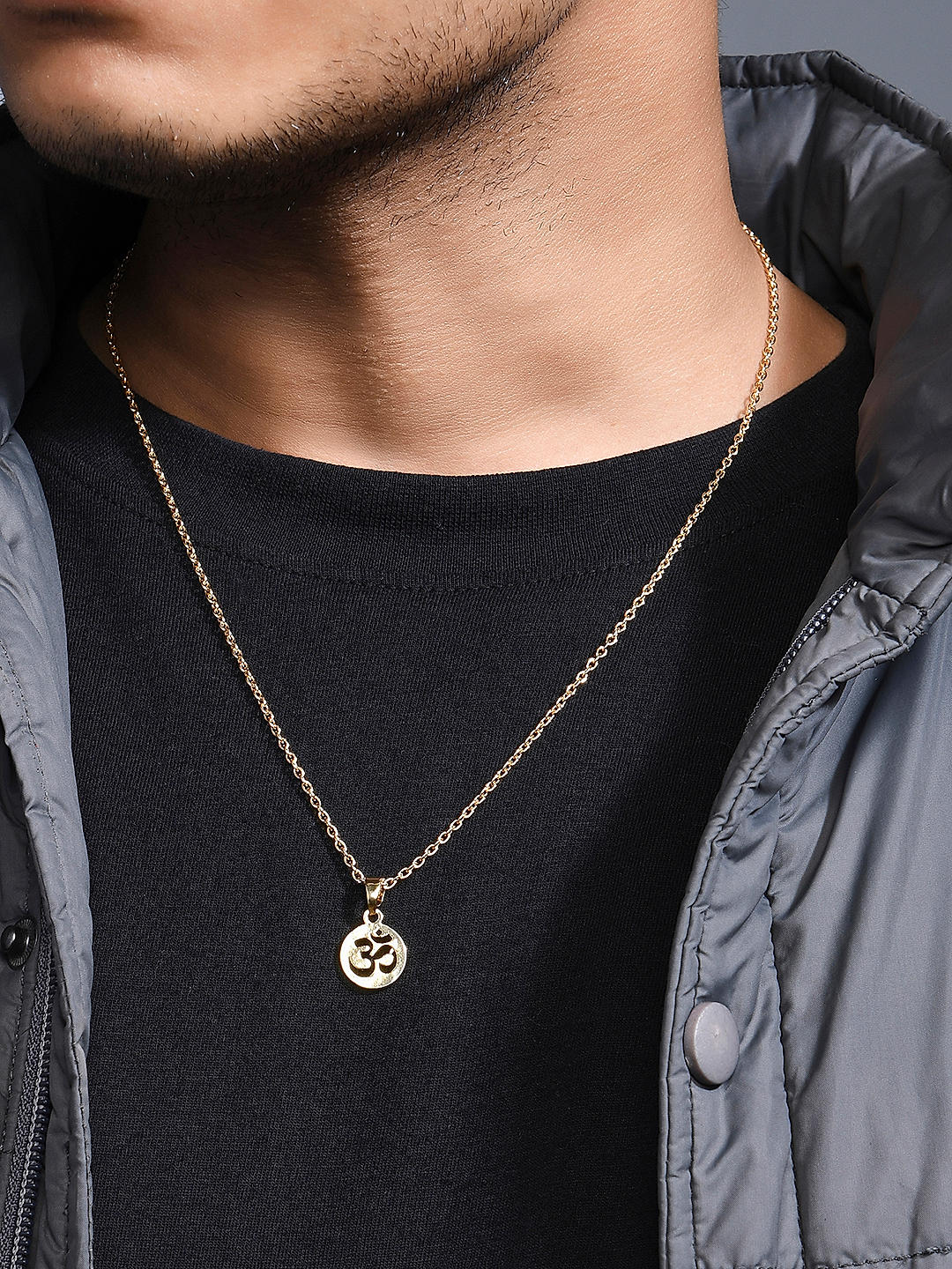 Buy Gold Plated OM Charm Men Necklace Best Price