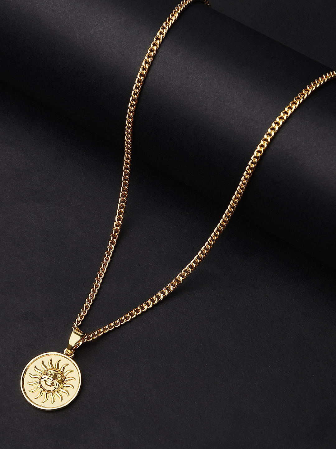 Buy Gold Plated Shining Sun Charm Men Necklace Best Price