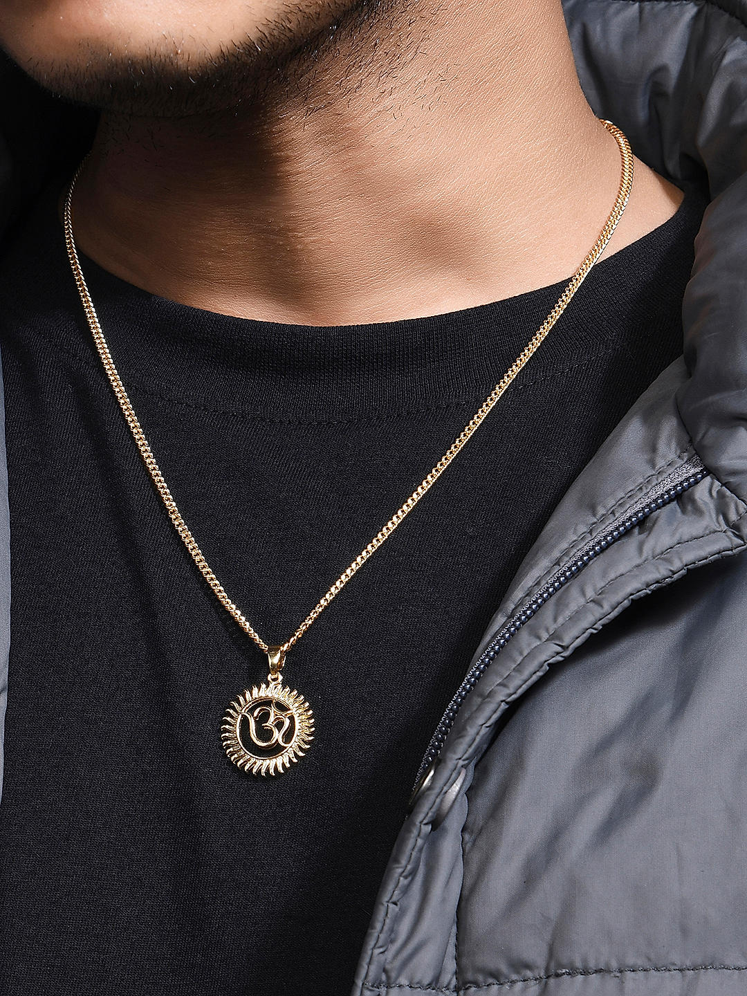 Mens gold charm necklace sale