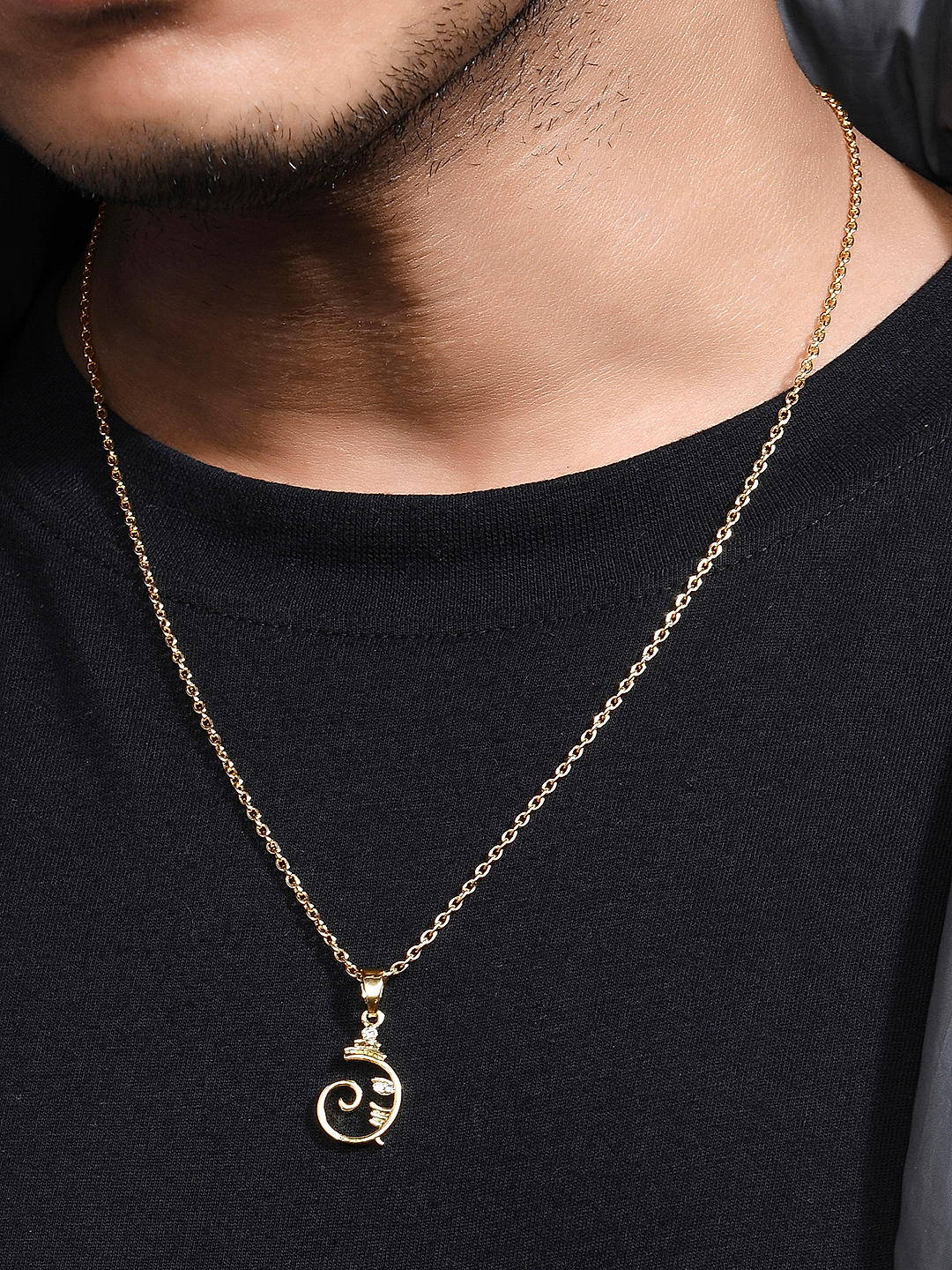 Buy Gold Plated Ganesh Charm Men Necklace Best Price