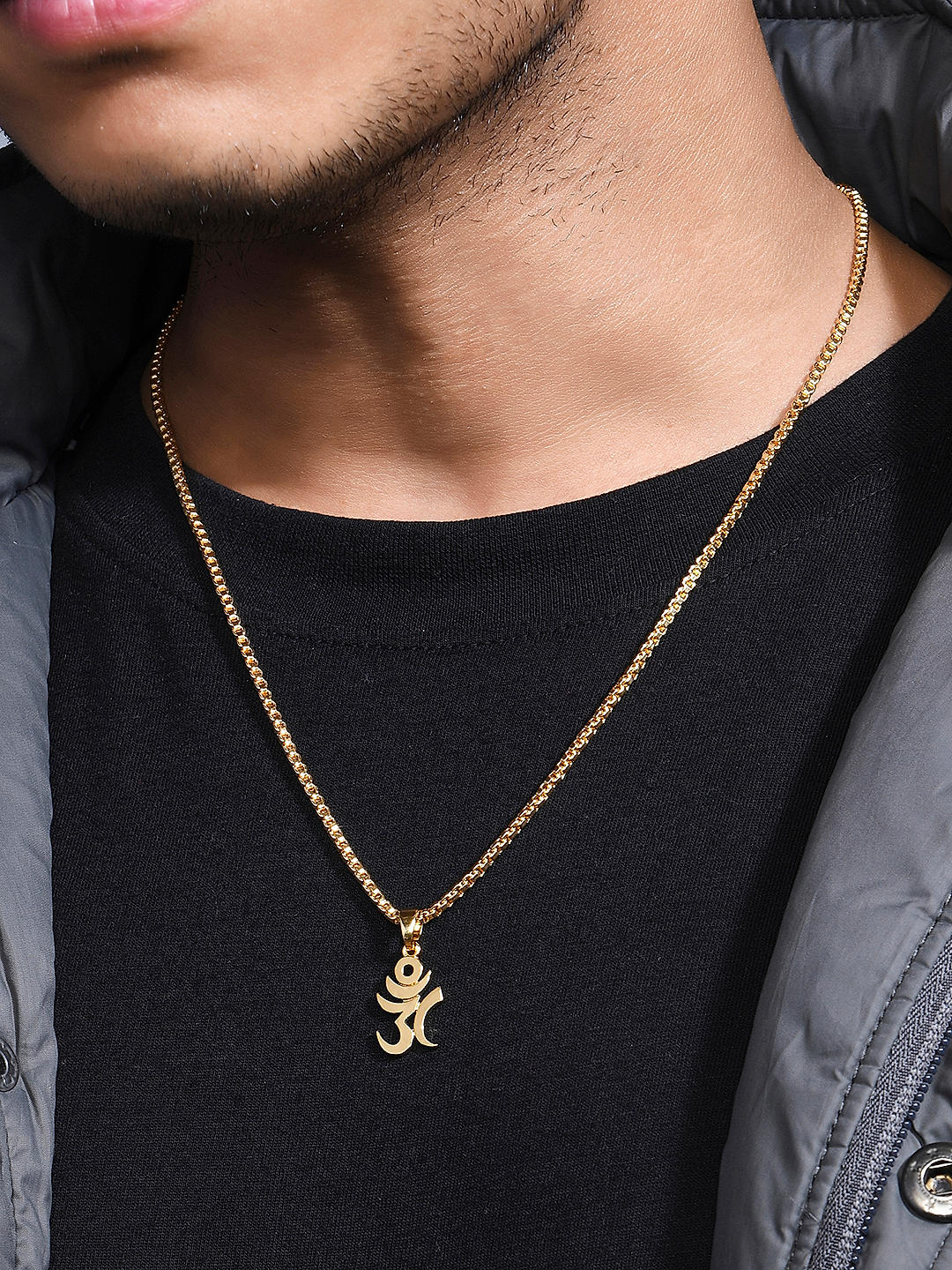 Buy Gold Plated OM Charm Men Necklace Best Price