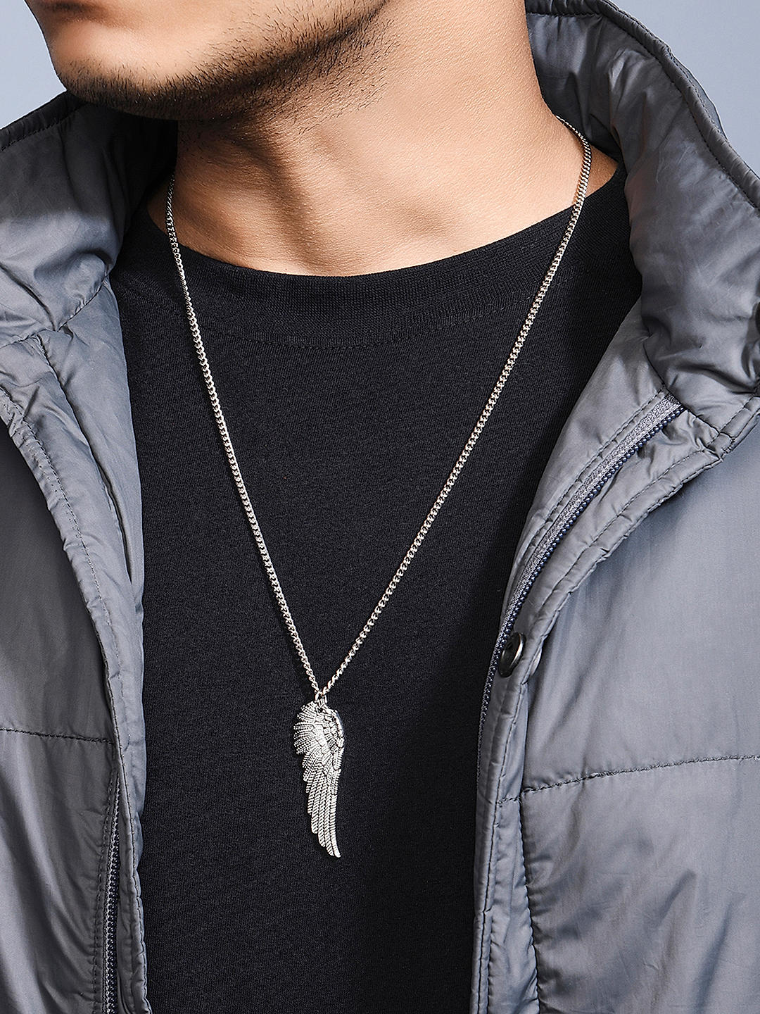 Buy Silver Plated Wing Charm Men Necklace Best Price