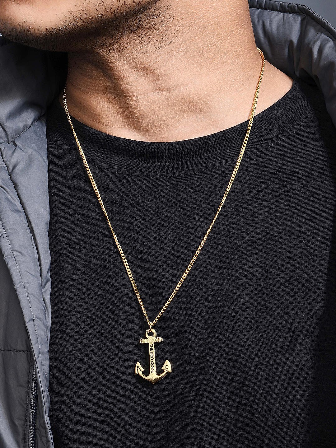 Buy Gold Plated Anchor Charm Men Necklace Best Price