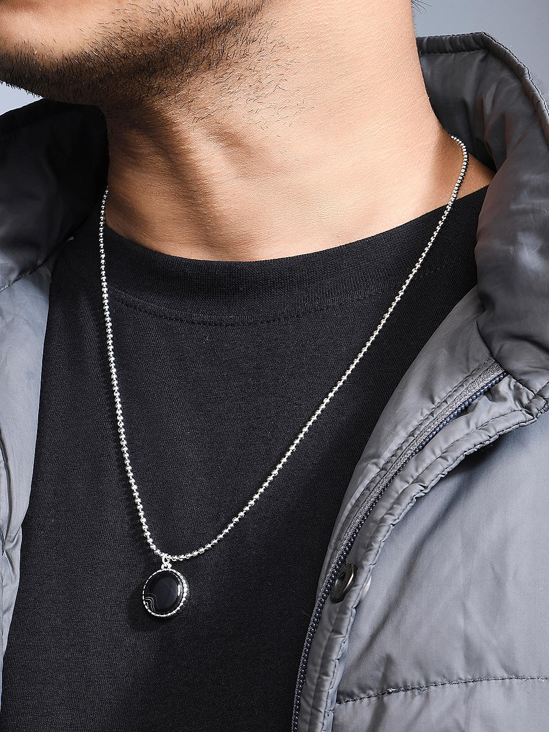 Buy Silver Plated Circular Charm Men Necklace Best Price