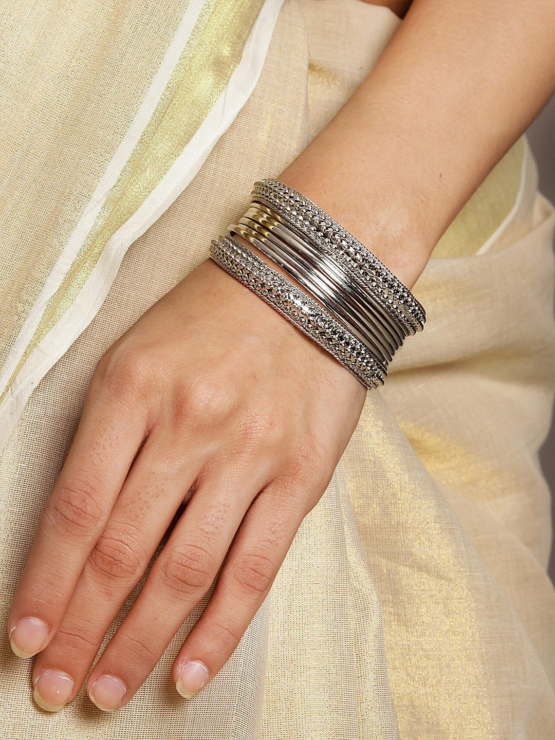 Ethnic silver bangles sales