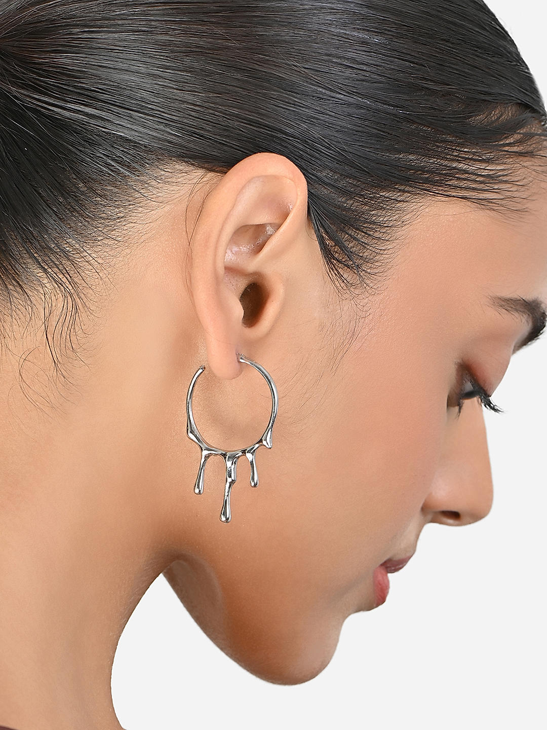 Shop by Toniq Silver Plated Drip style Hoop earrings for women