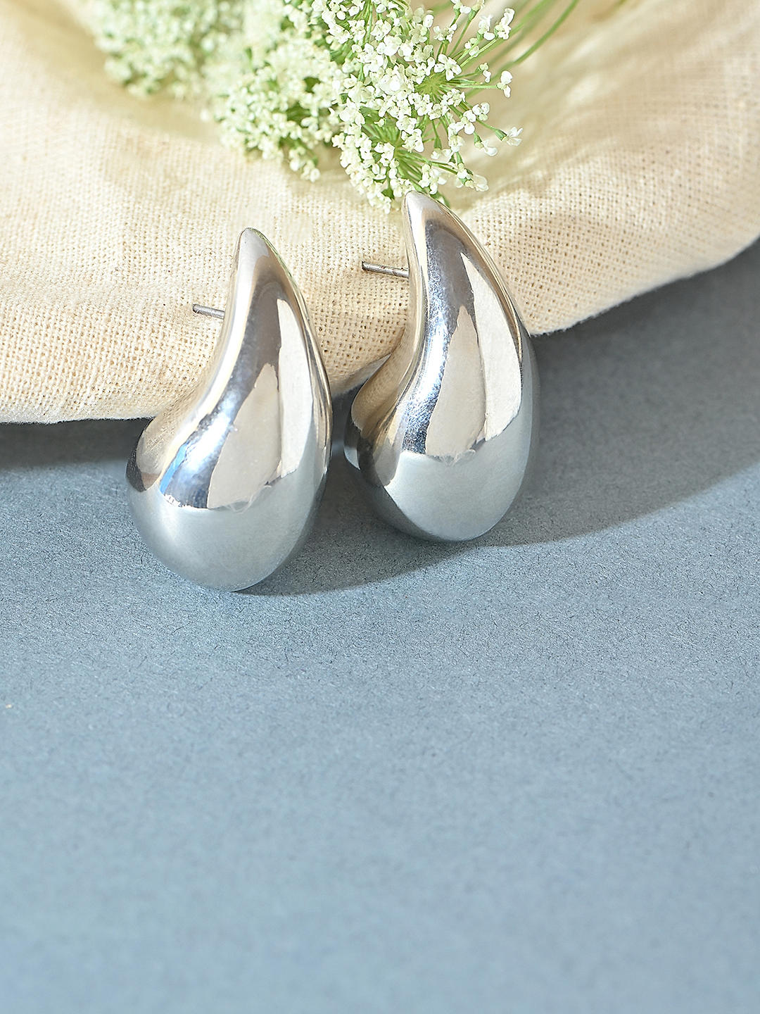Shop by Toniq Silver Molten Shape stud earrings for women