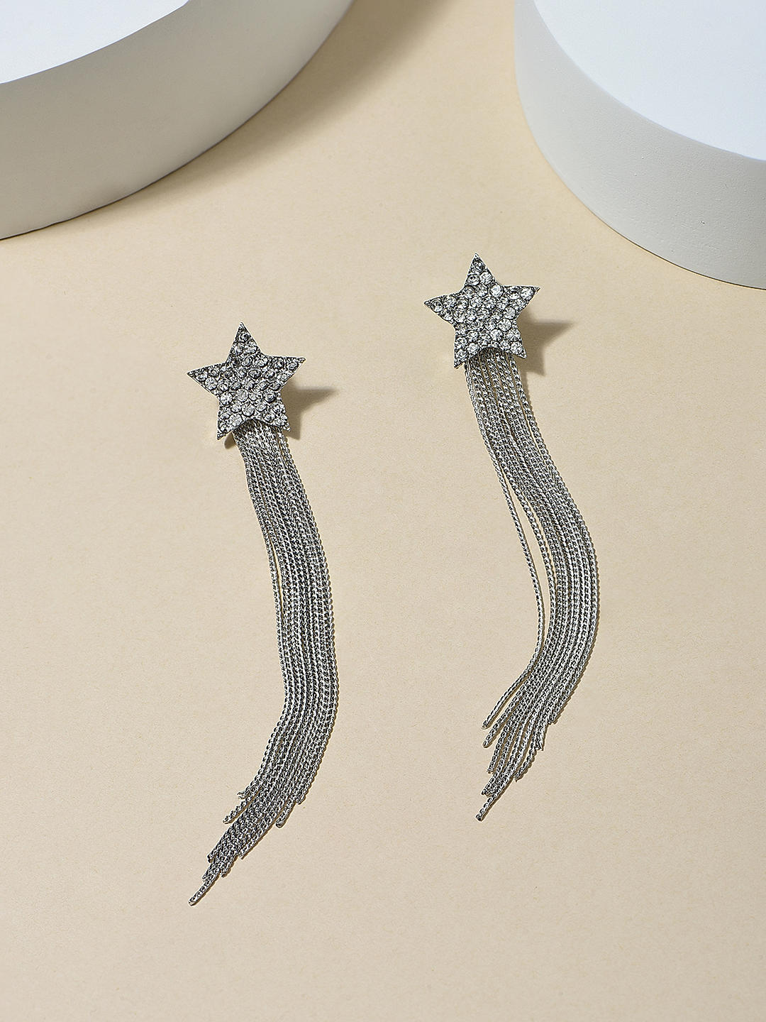Silver party wear earrings sales