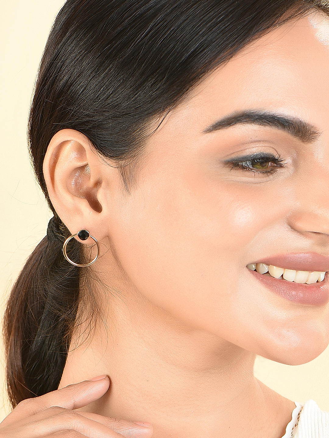 Black earrings gold top