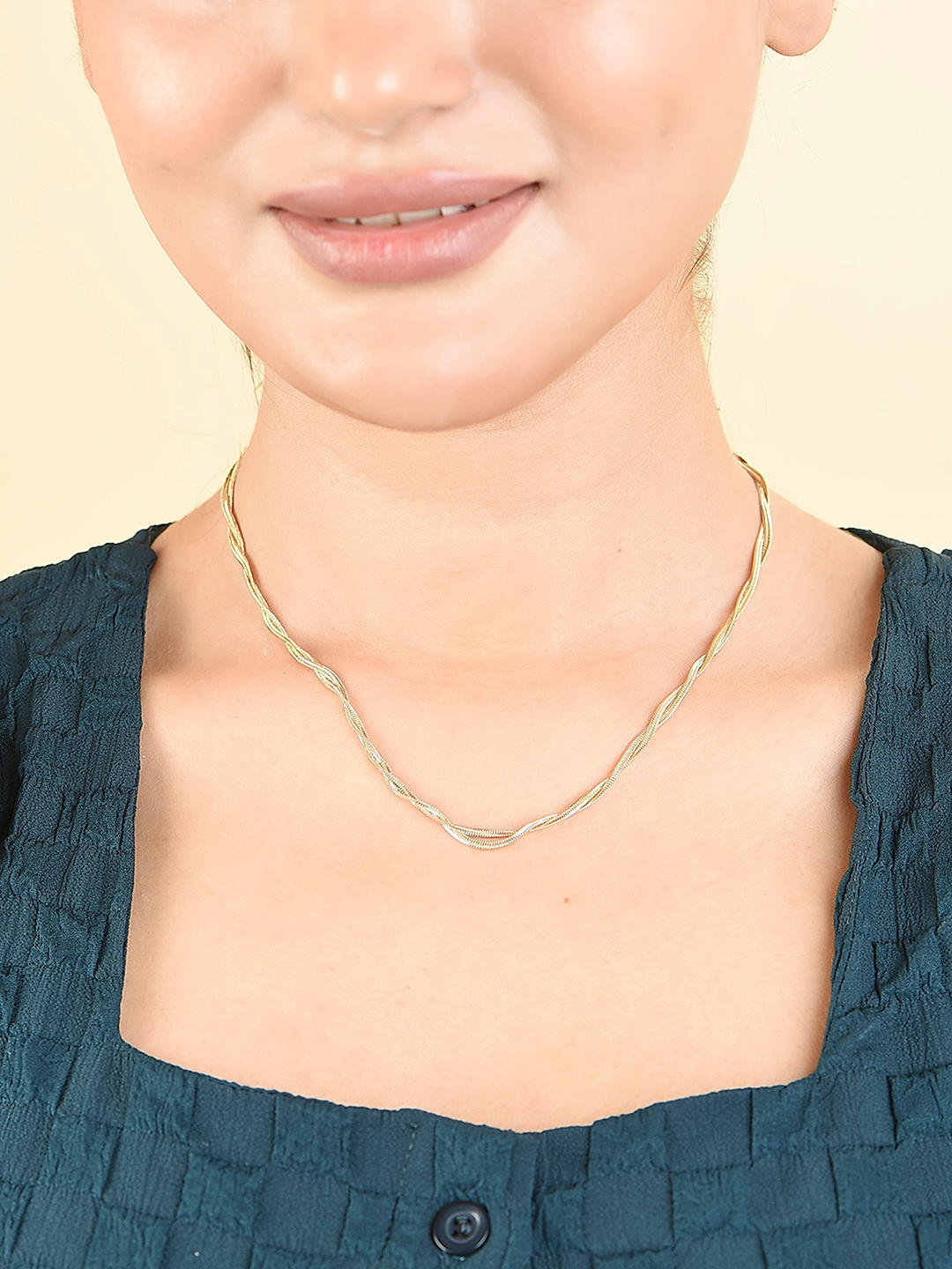 Double strand gold chain necklace clearance