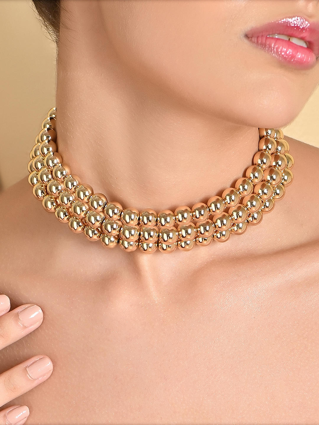 shop by Gold Beaded Statement Choker necklace