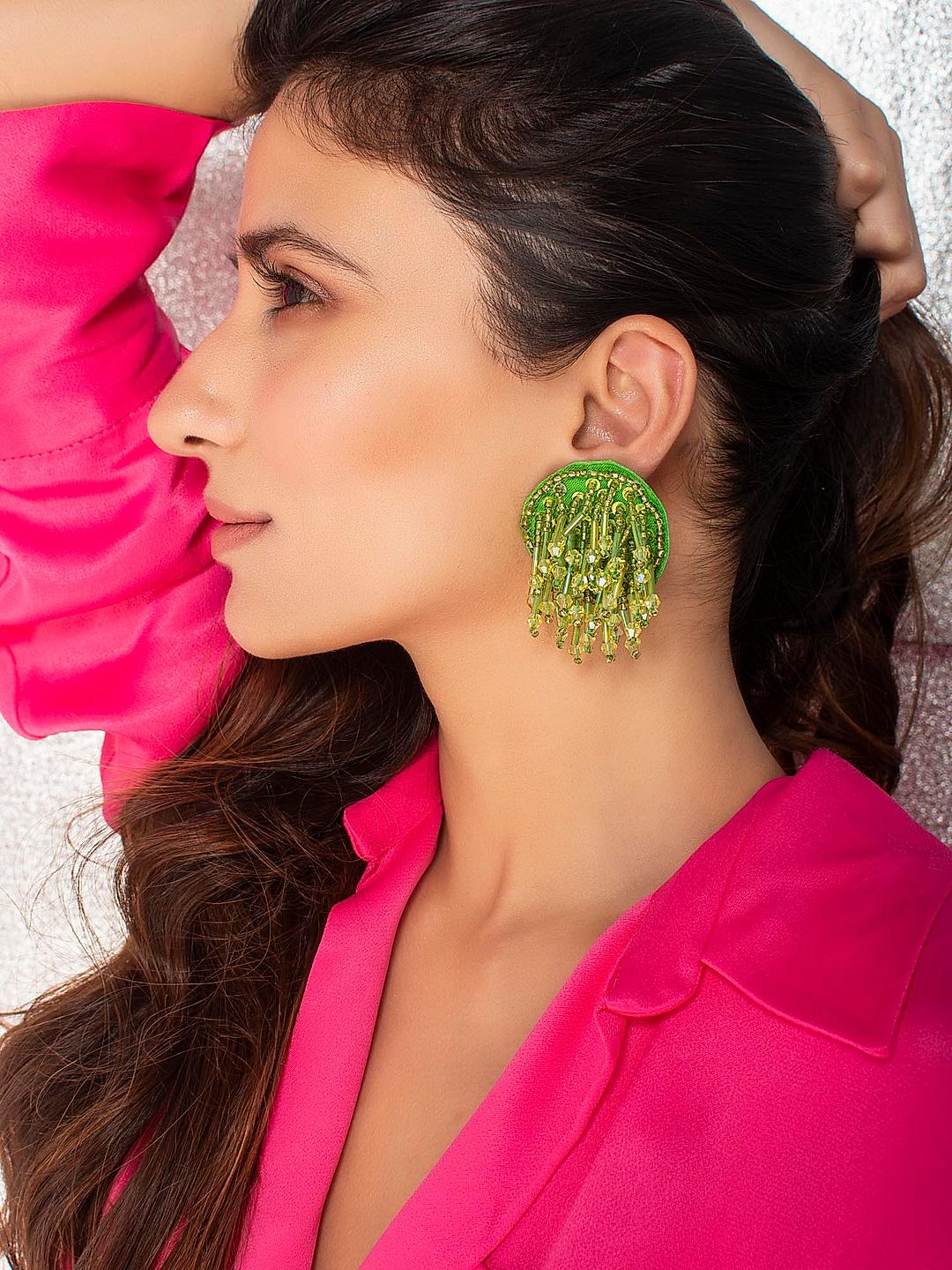 Olive green earrings store