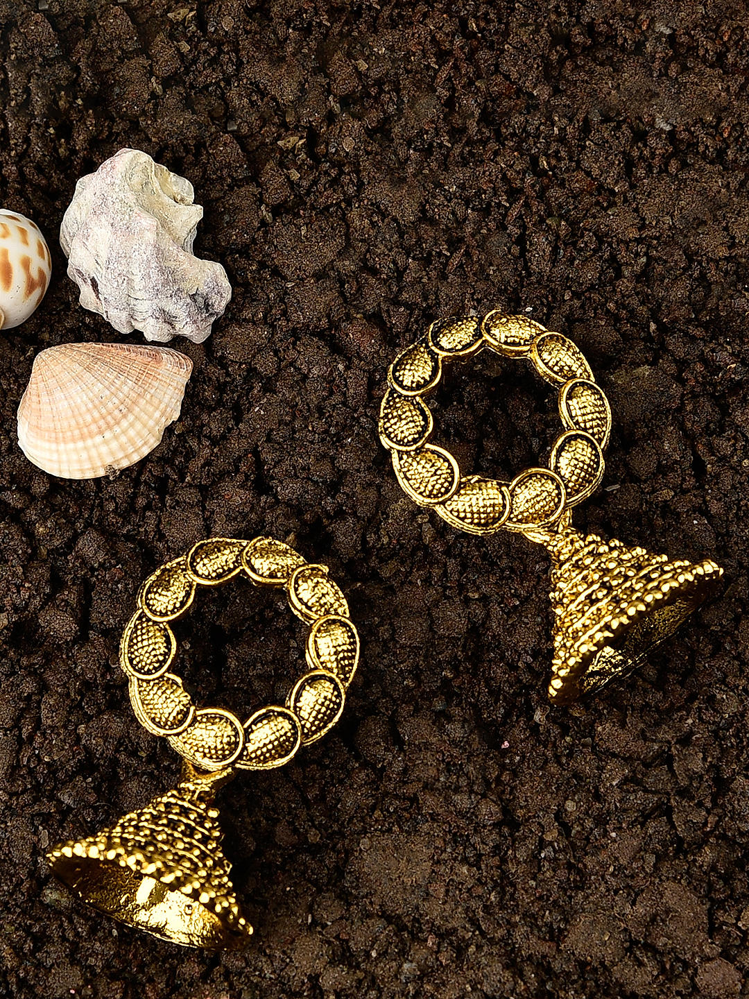 Fida God Ethnic Traditional Gold Tempe Jhumka Earrings For Women