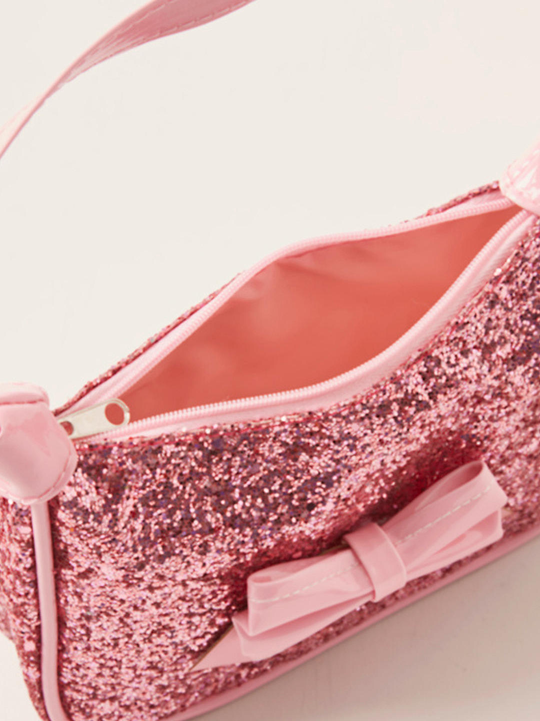 Toniq Kids Pink Glitter Bow Sling Bags For Kids Girls