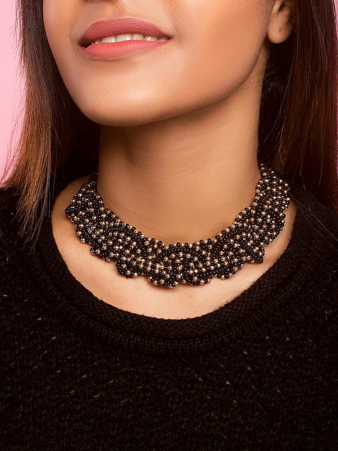 Beaded choker necklace top