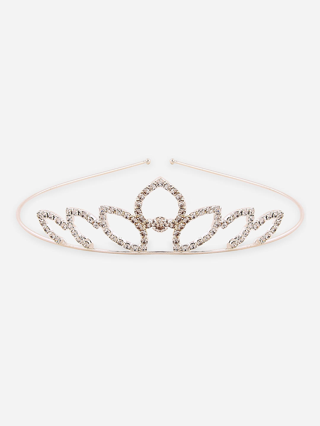 Toniq Kids Silver Stone Embellished Princess Tiara Crown Hair Band For Girls