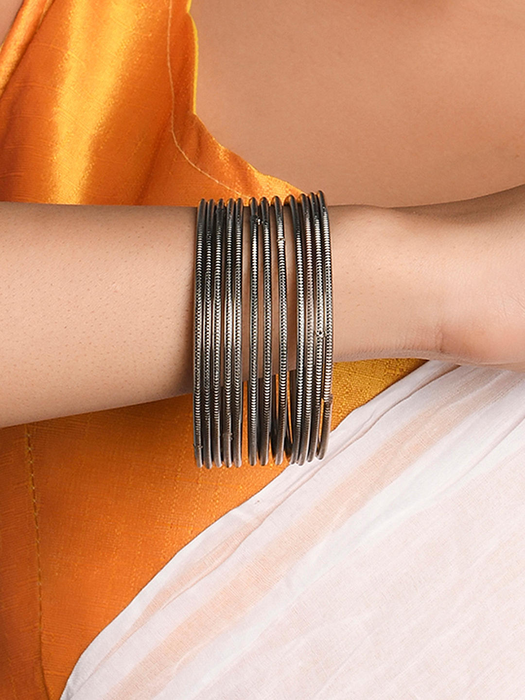 Metal black bangles discount