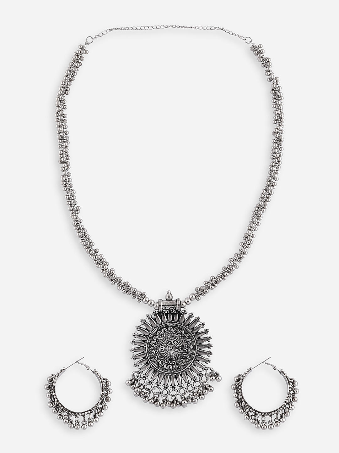 Fida Ethnic Oxidised Silver Elegant Jewellery Set for Women