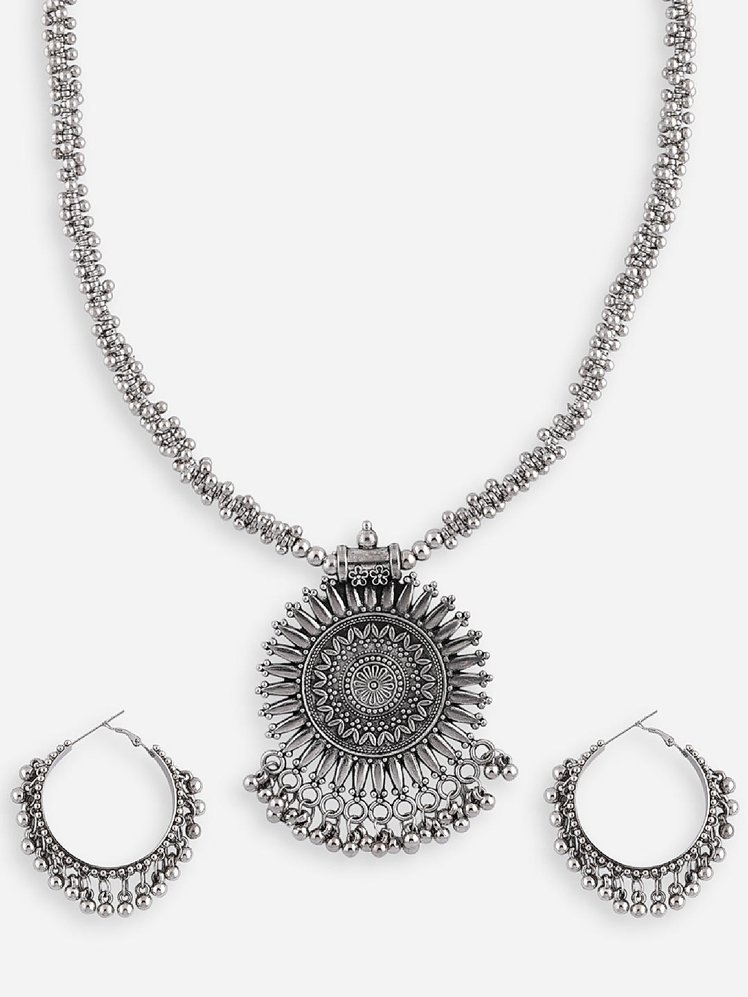Silver metal jewellery set deals
