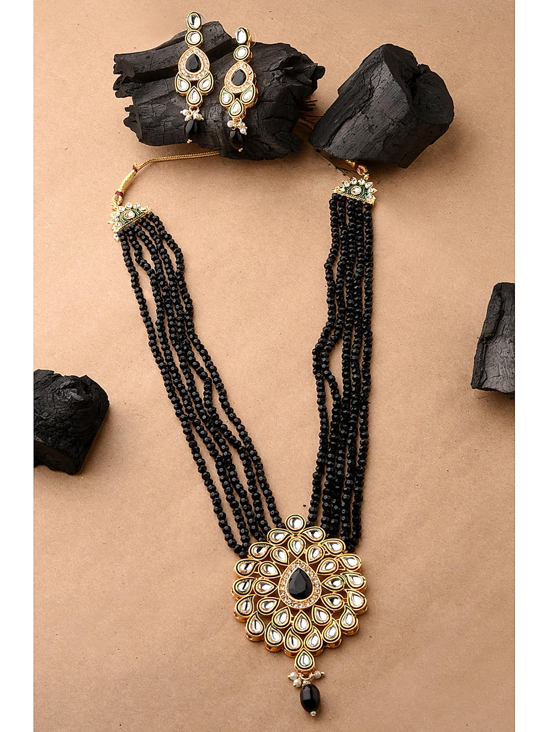 Black beads jewellery set on sale
