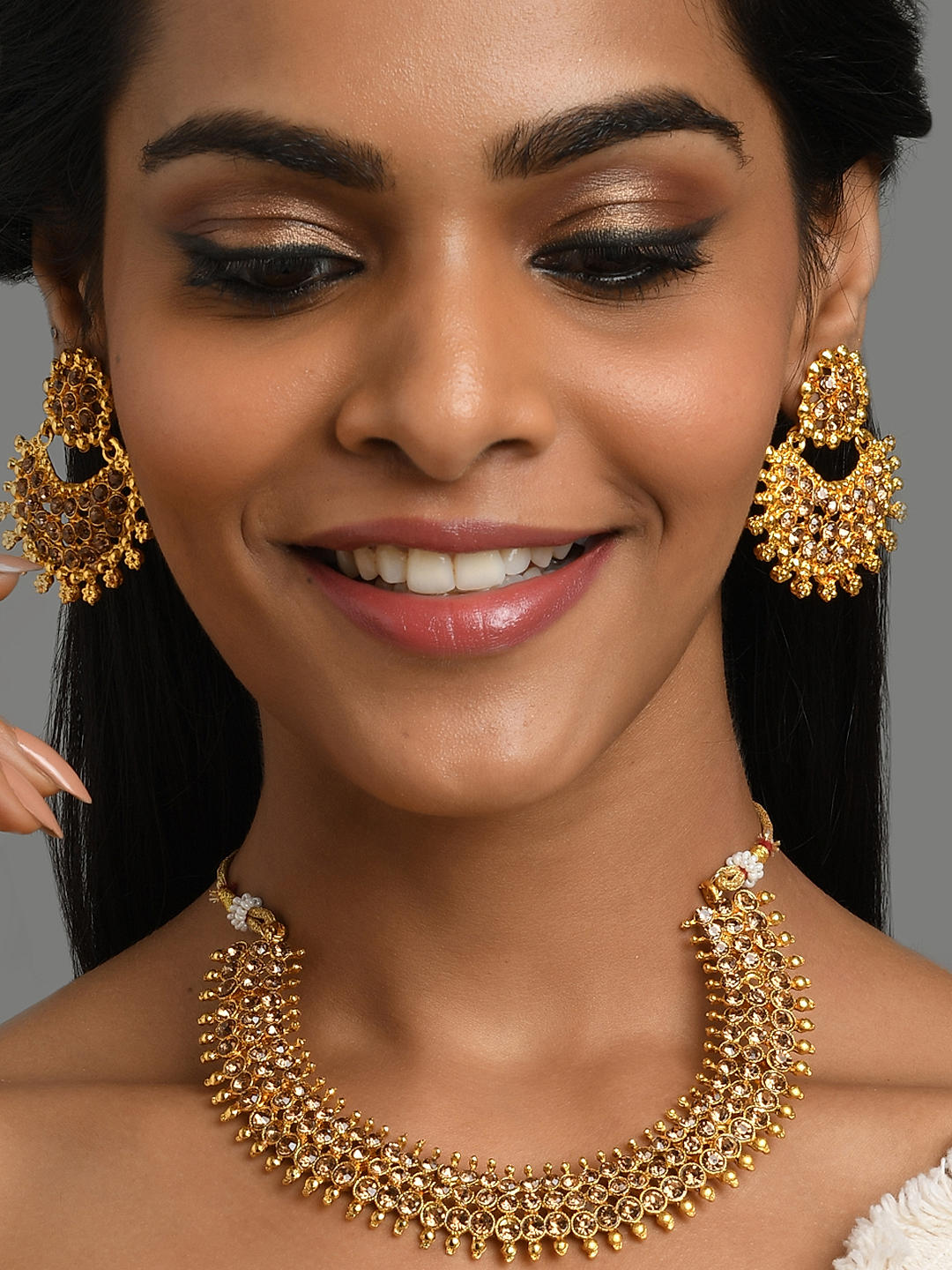 Buy Fida Brown Stones Gold Jewellery Set Best Price