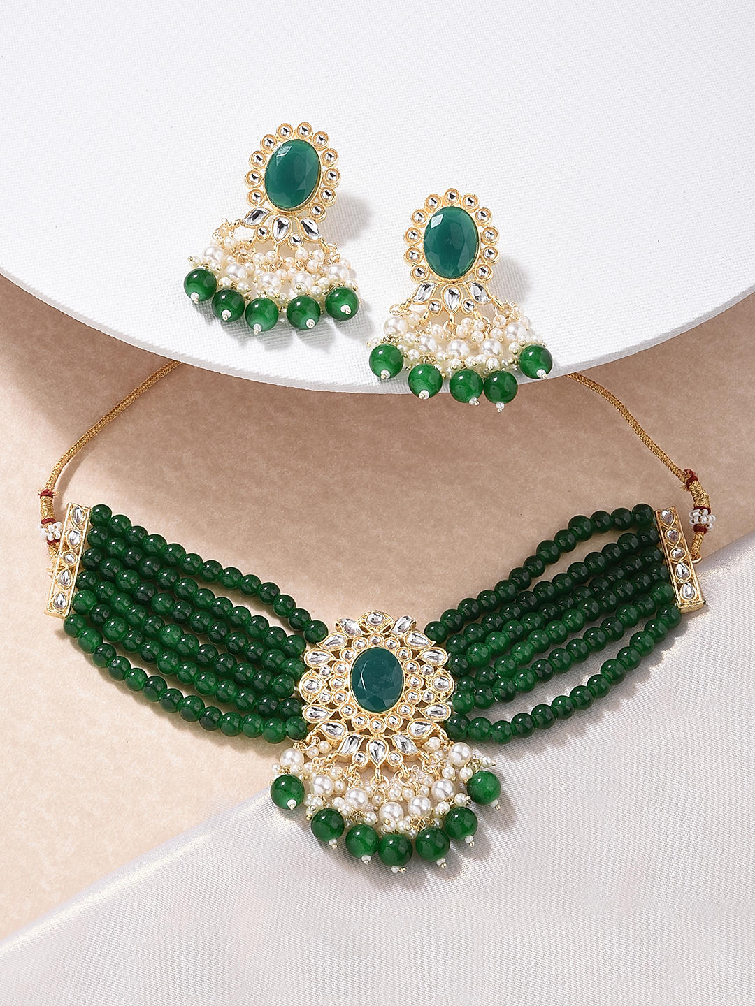 Green beaded choker sales