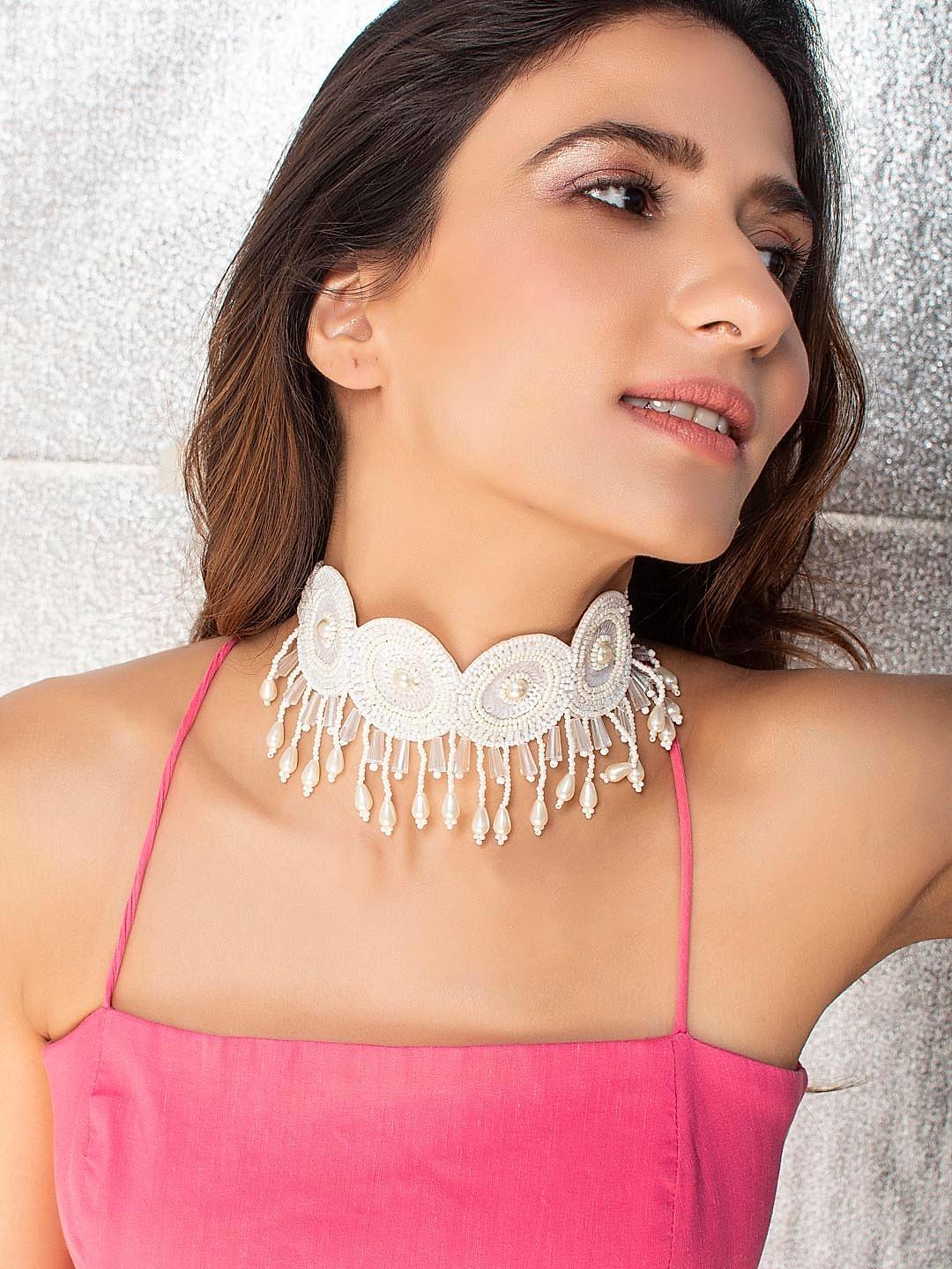 White choker beaded new arrivals