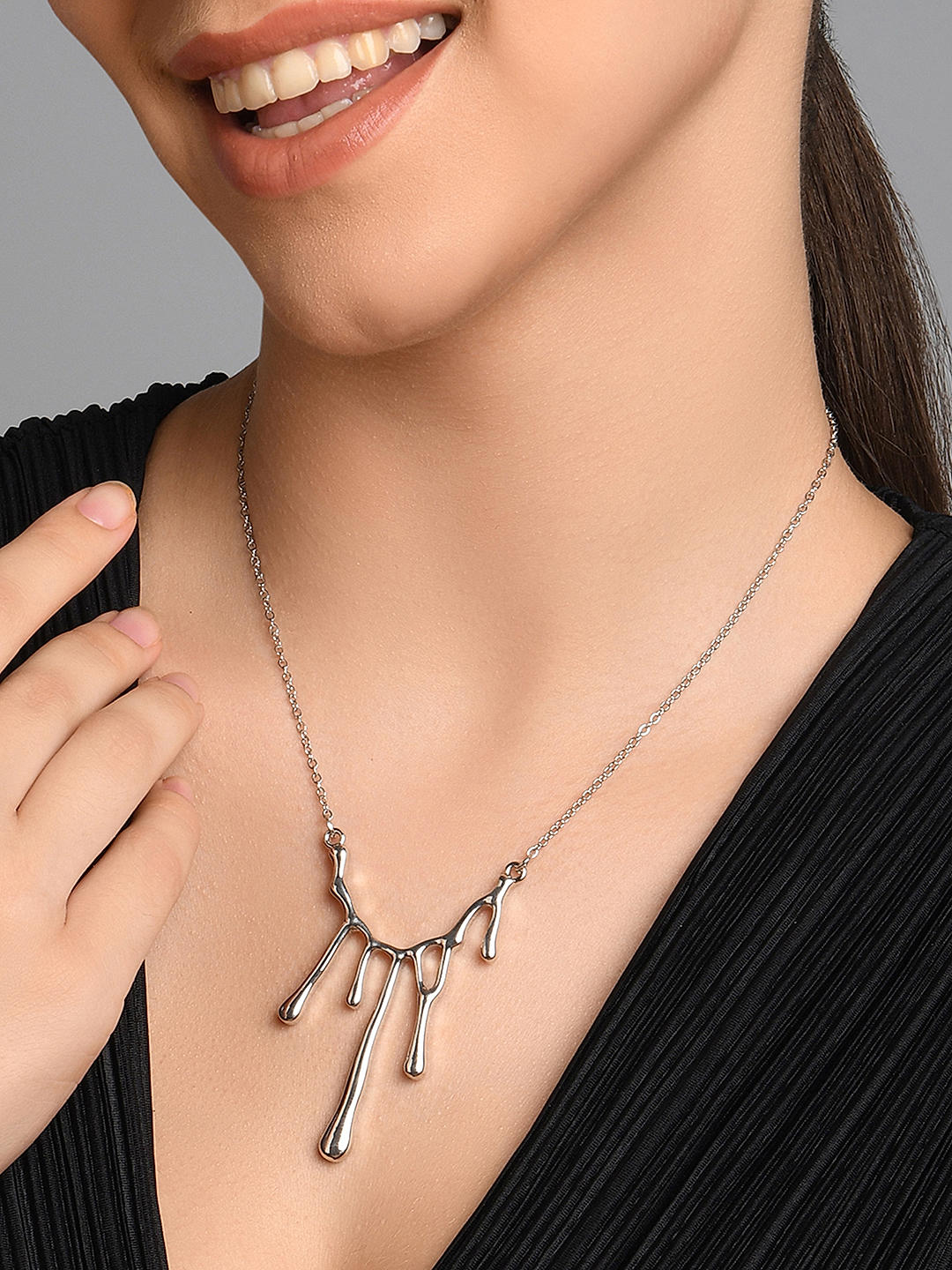 ToniQ Stylish Silver Plated Quirky Necklace for Women