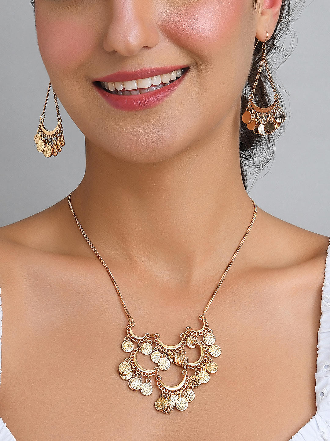 Fancy gold necklace set with price online
