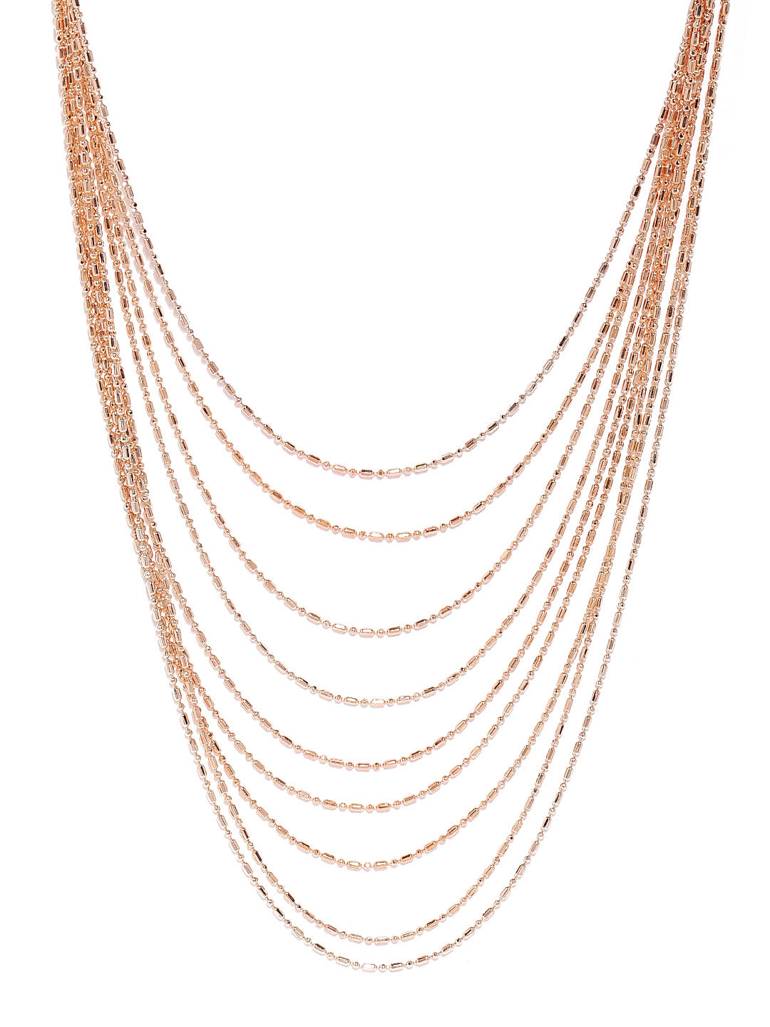 Rose Gold Toned Multi Layered Chain Necklace