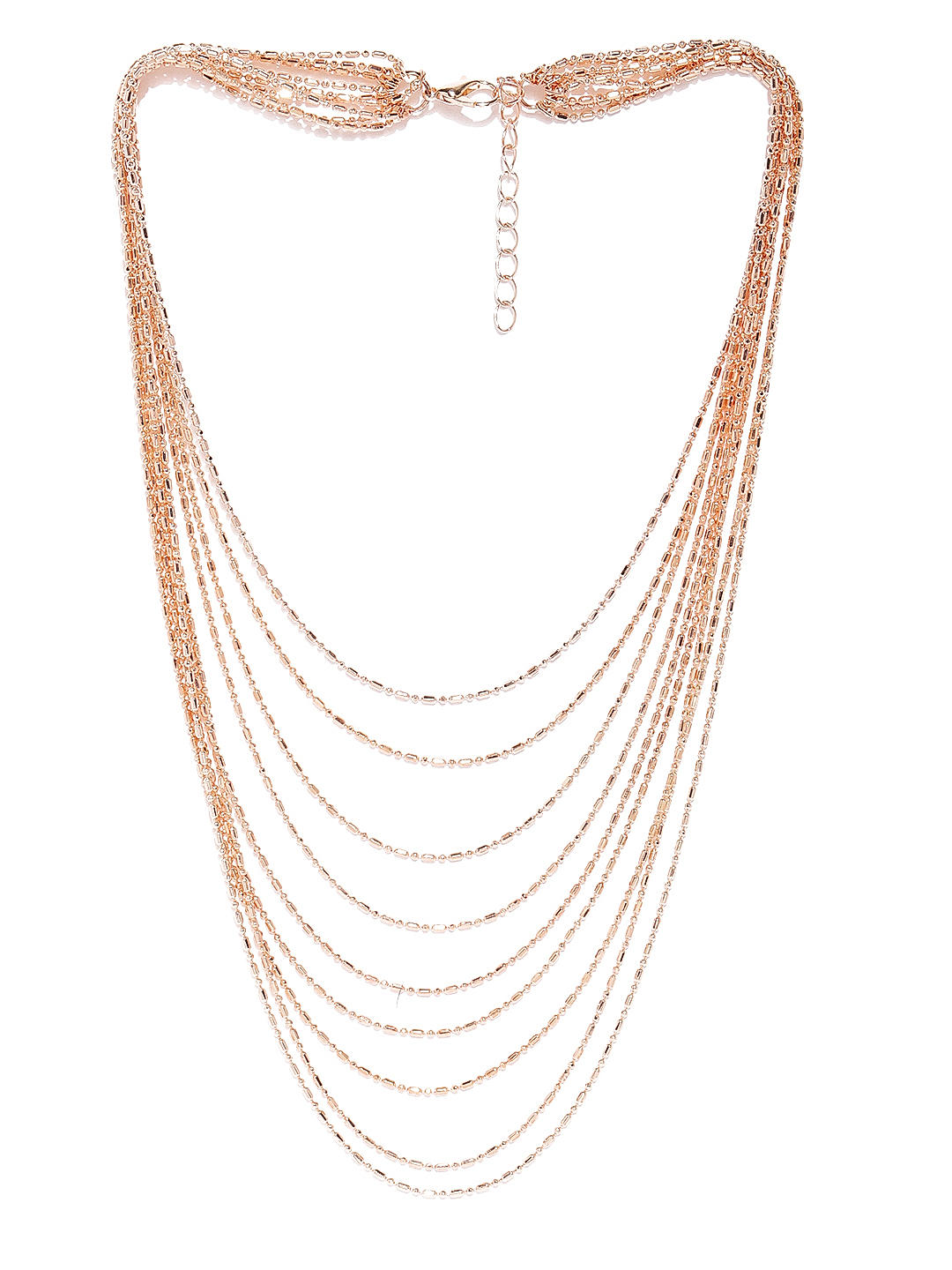 Rose Gold Toned Multi Layered Chain Necklace
