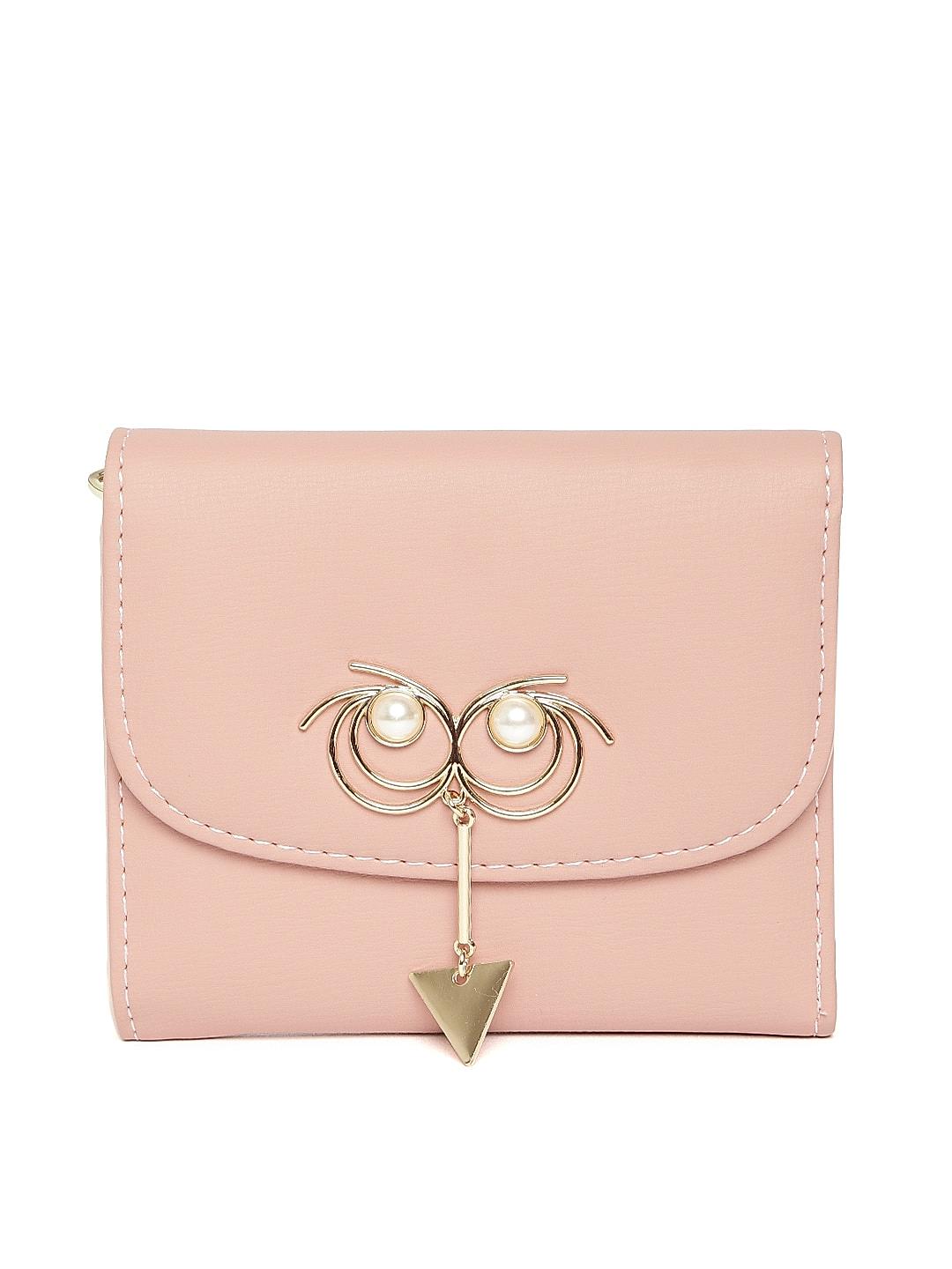Toniq Pink Pretty Owl Design Tri Fold Wallet For Women