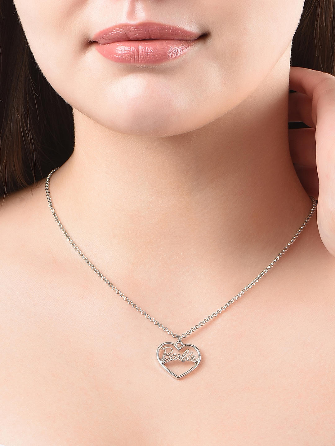 Shop by BARBIE Limited Edition Silver Glod Pink Eanamel Charm Necklace Multi Charm Bracelet Combo Set
