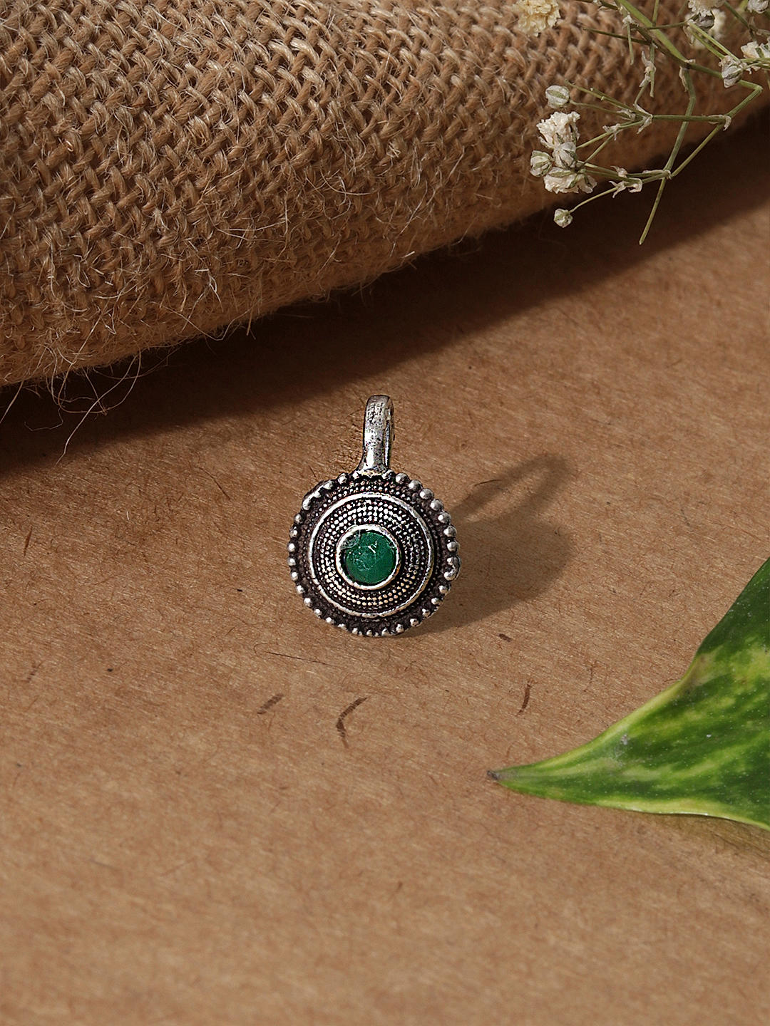 Green stone nose pin sales