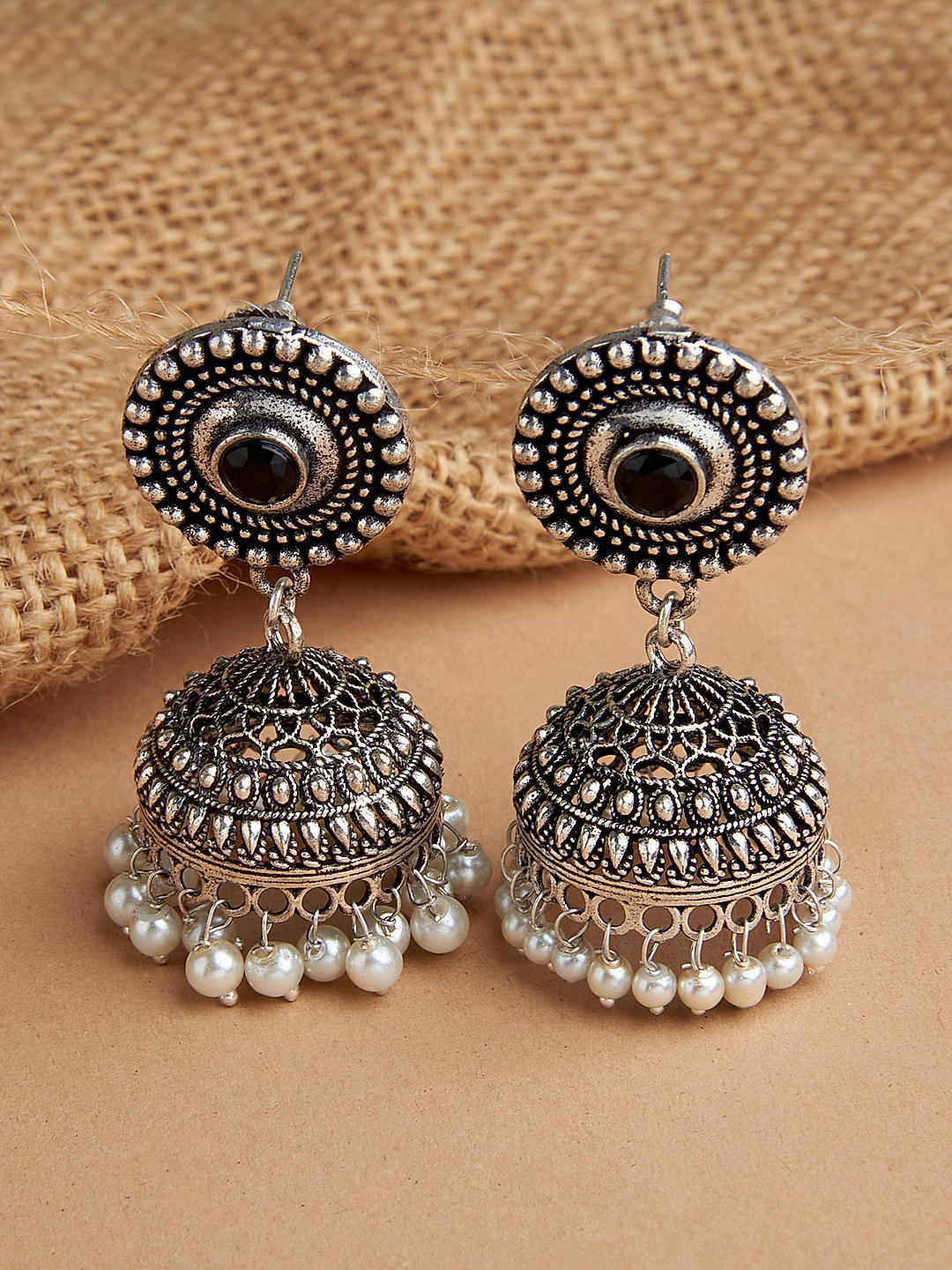 Oxidised jewellery jhumka top