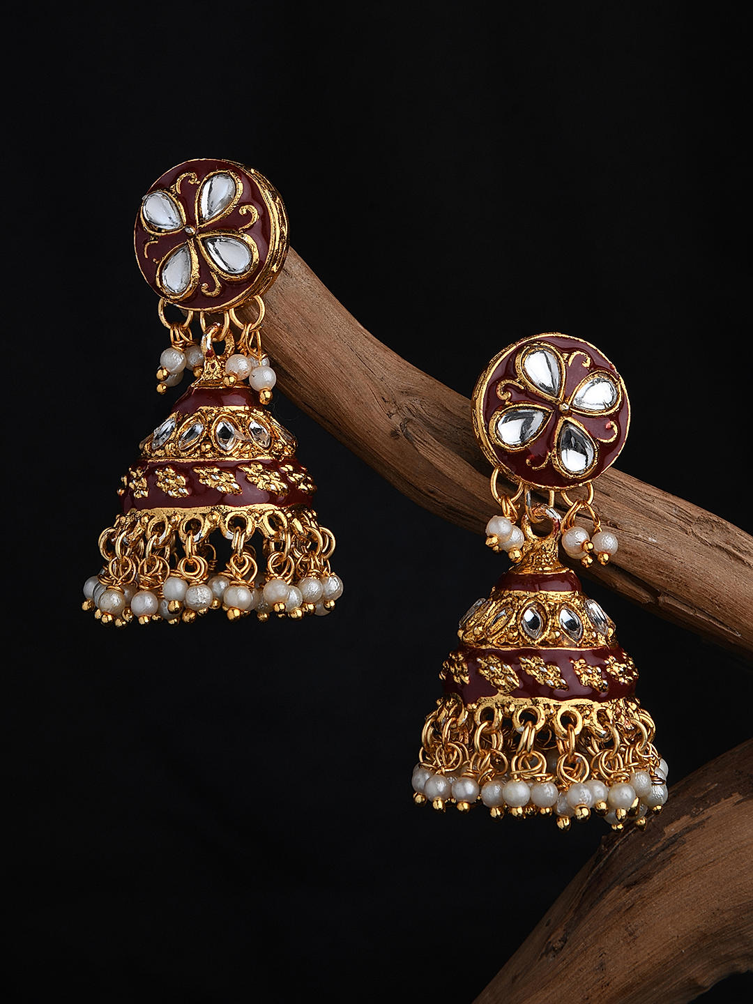 Maroon jhumkas online discount