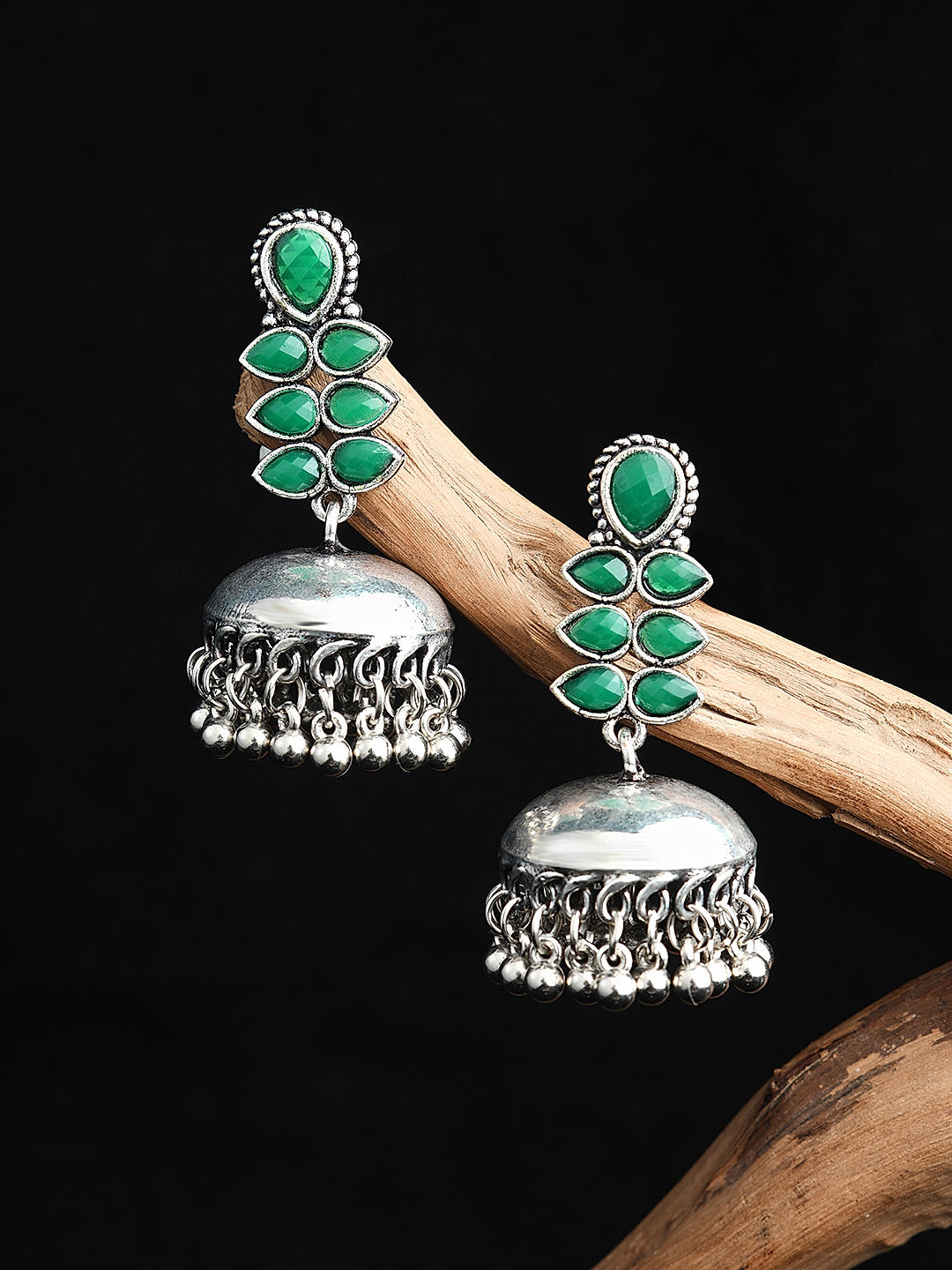 Green stone earrings online top